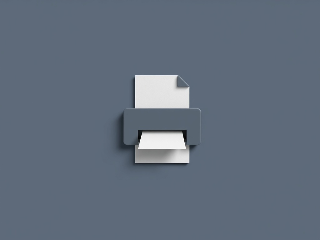 Abstract geometric mark combining a sheet of paper and a printer shape, minimal, elegant, with subtle gradient and shadow, photorealistic, 8k, commercial photography.
